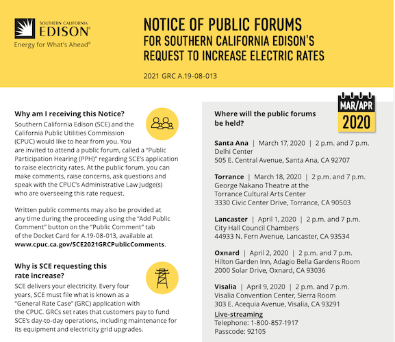 sce notice updated rates