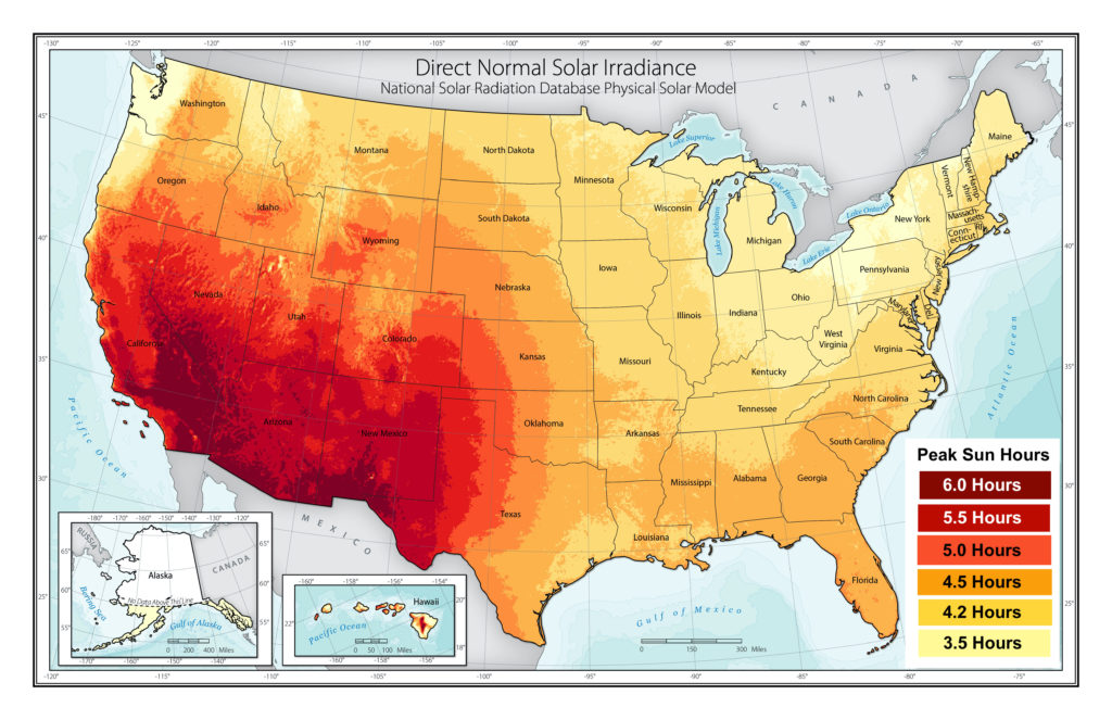 solar irradiance map